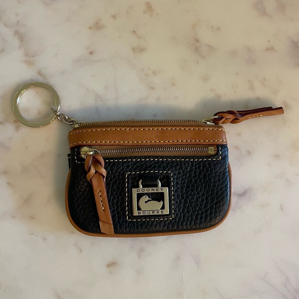 Dooney & Bourke Vintage Navy/Brown Card Key Holder Bag Charm - Picture 11 of 11